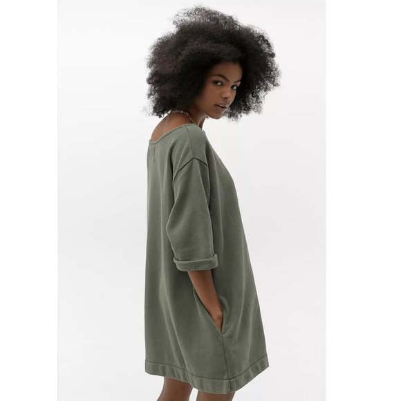 Urban Outfitters Torino Sweatshirt Mini Green Dress Size Small - Picture 3 of 10